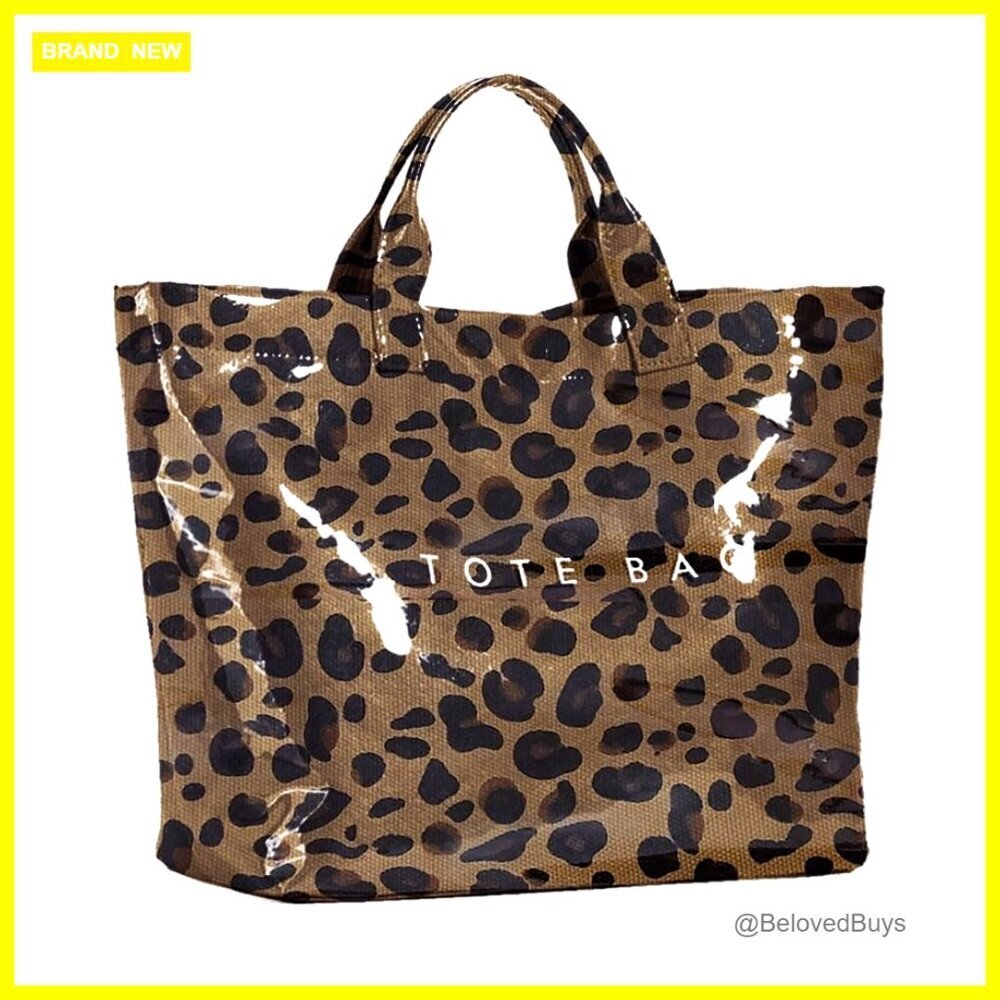 Large Clear Tote Bag with Letters Print, PVC Material, 3 Compartments